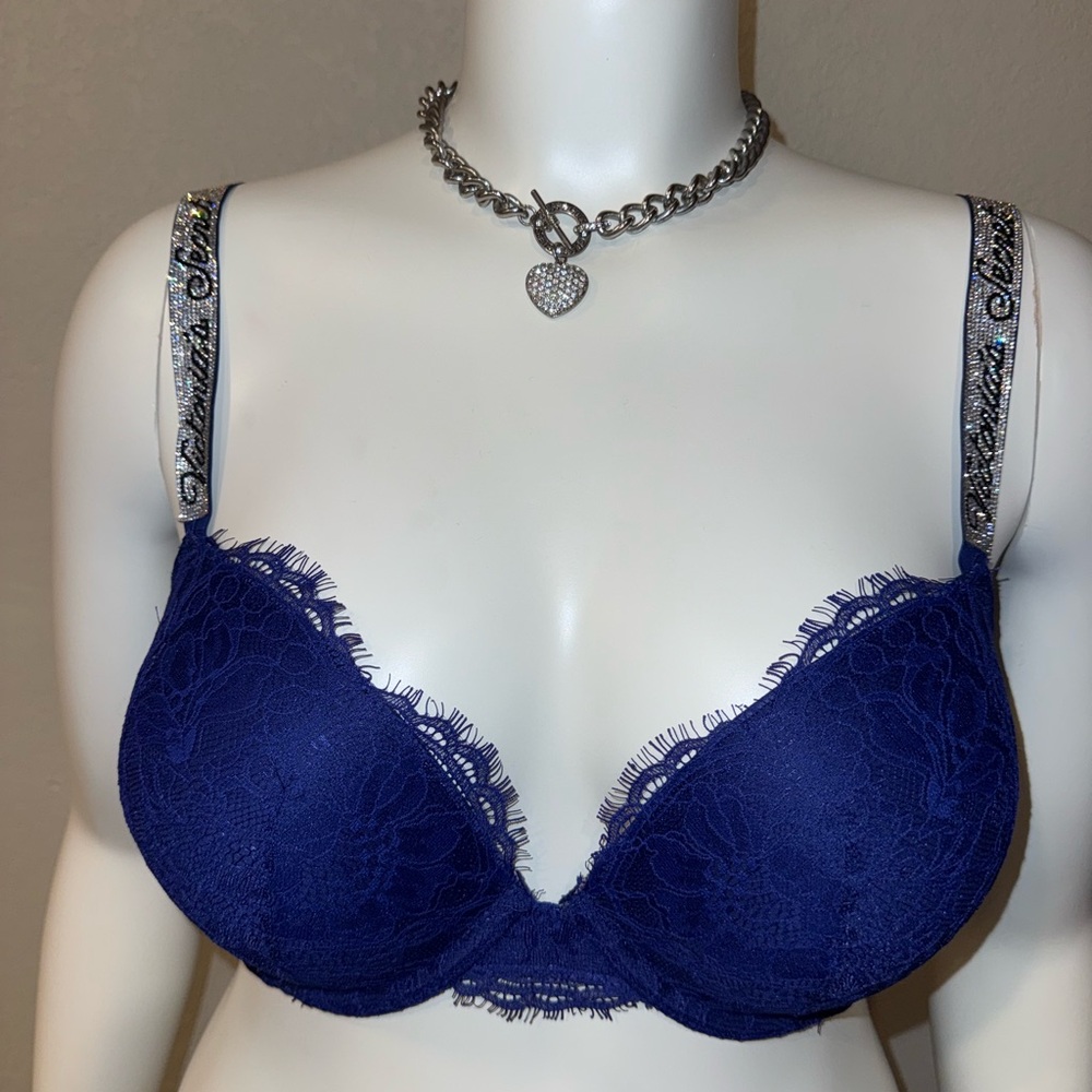 Victoria's Secret Blue Lace Trim Bra Full Coverage